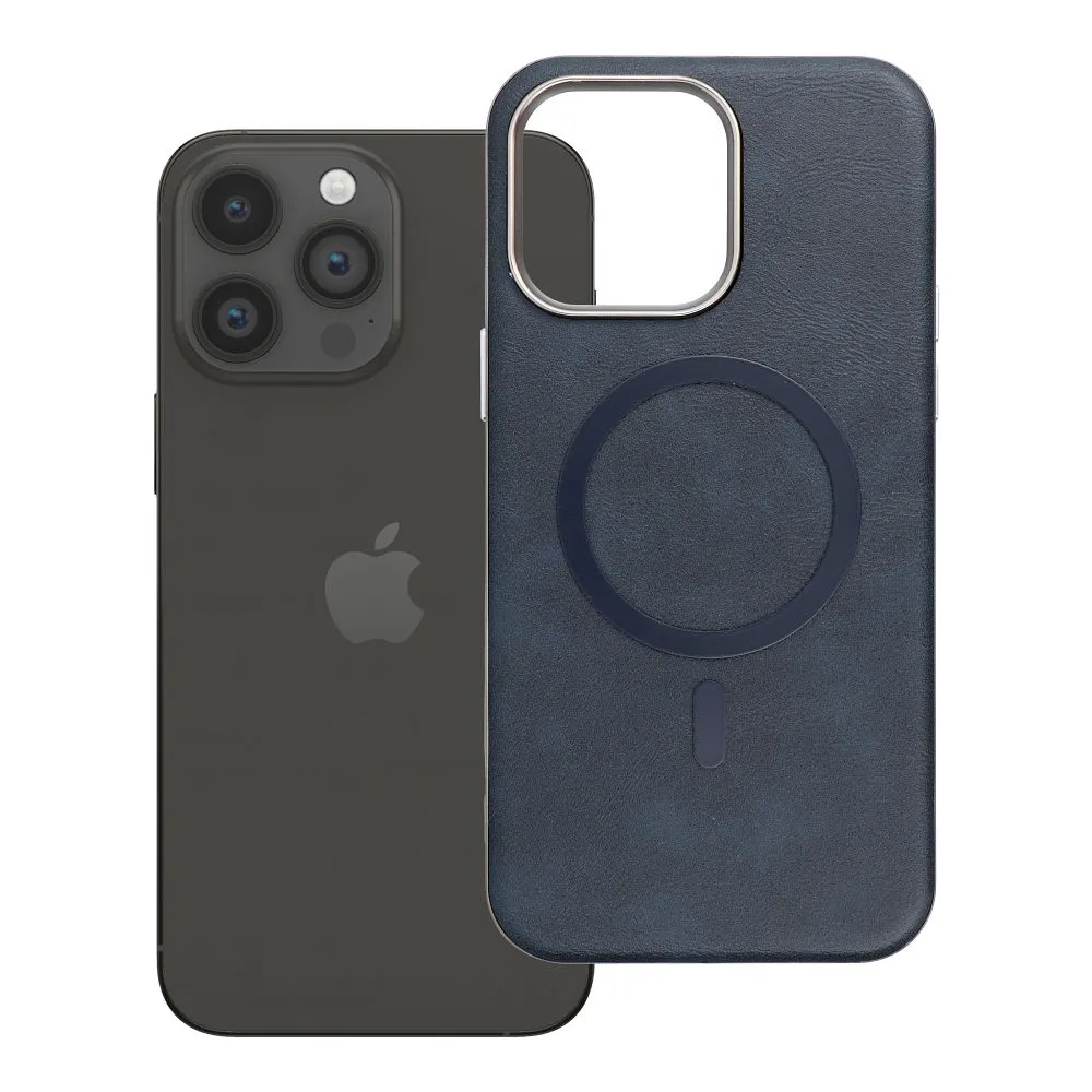 Case for iPhone 14 PRO MAX Gentleman Mag Cover compatible with MagSafe navy blue