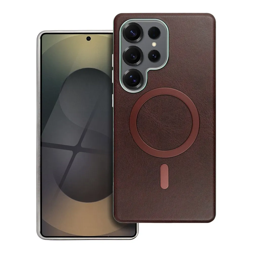 Case for Samsung S25 ULTRA Gentleman Mag Cover compatible with MagSafe brown