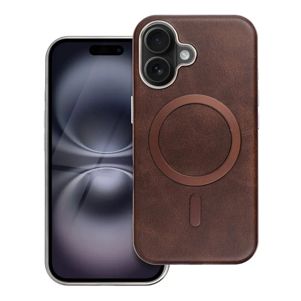 Case for iPhone 11 Gentleman Mag Cover compatible with MagSafe brown