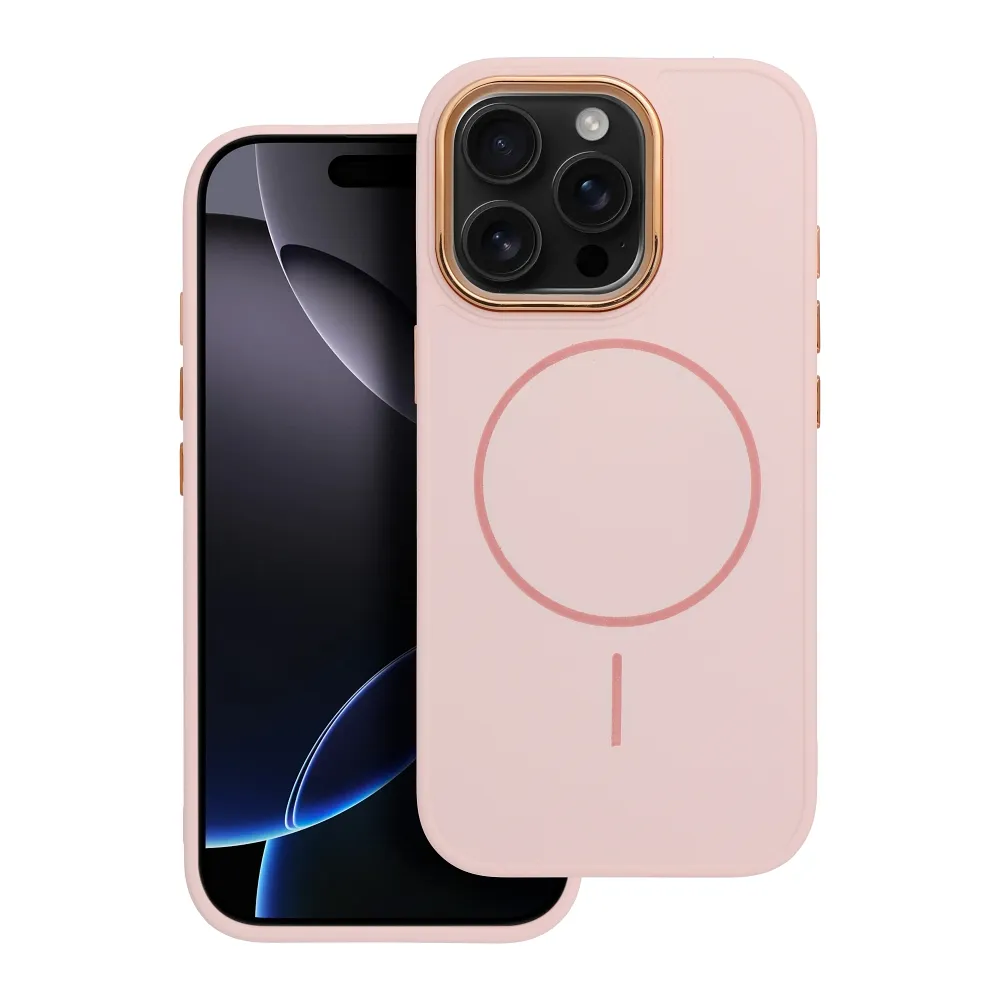 Case for iPhone 15 Frame Mag Cover compatible with MagSafe powder pink