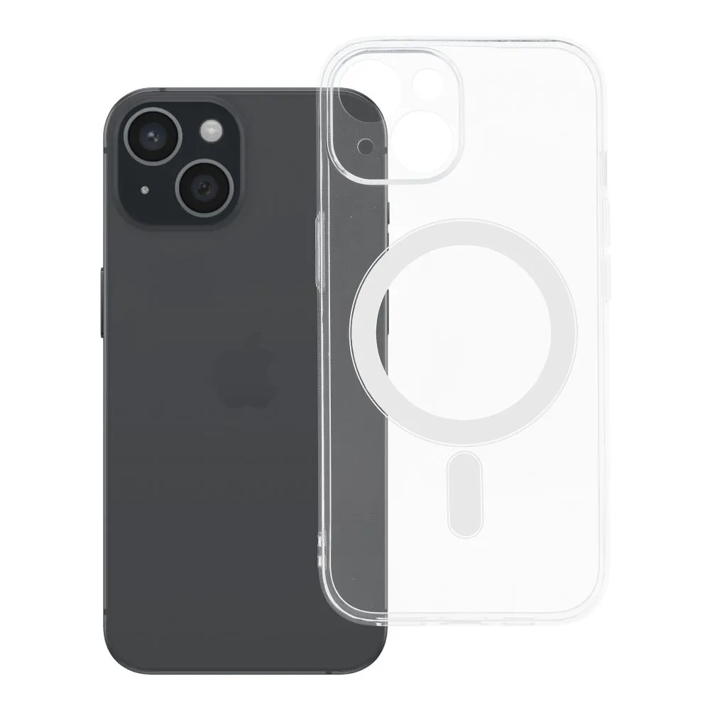 Case for iPhone 15 Clear Case 2 mm Mag Cover compatible with MagSafe (camera protection) transparent