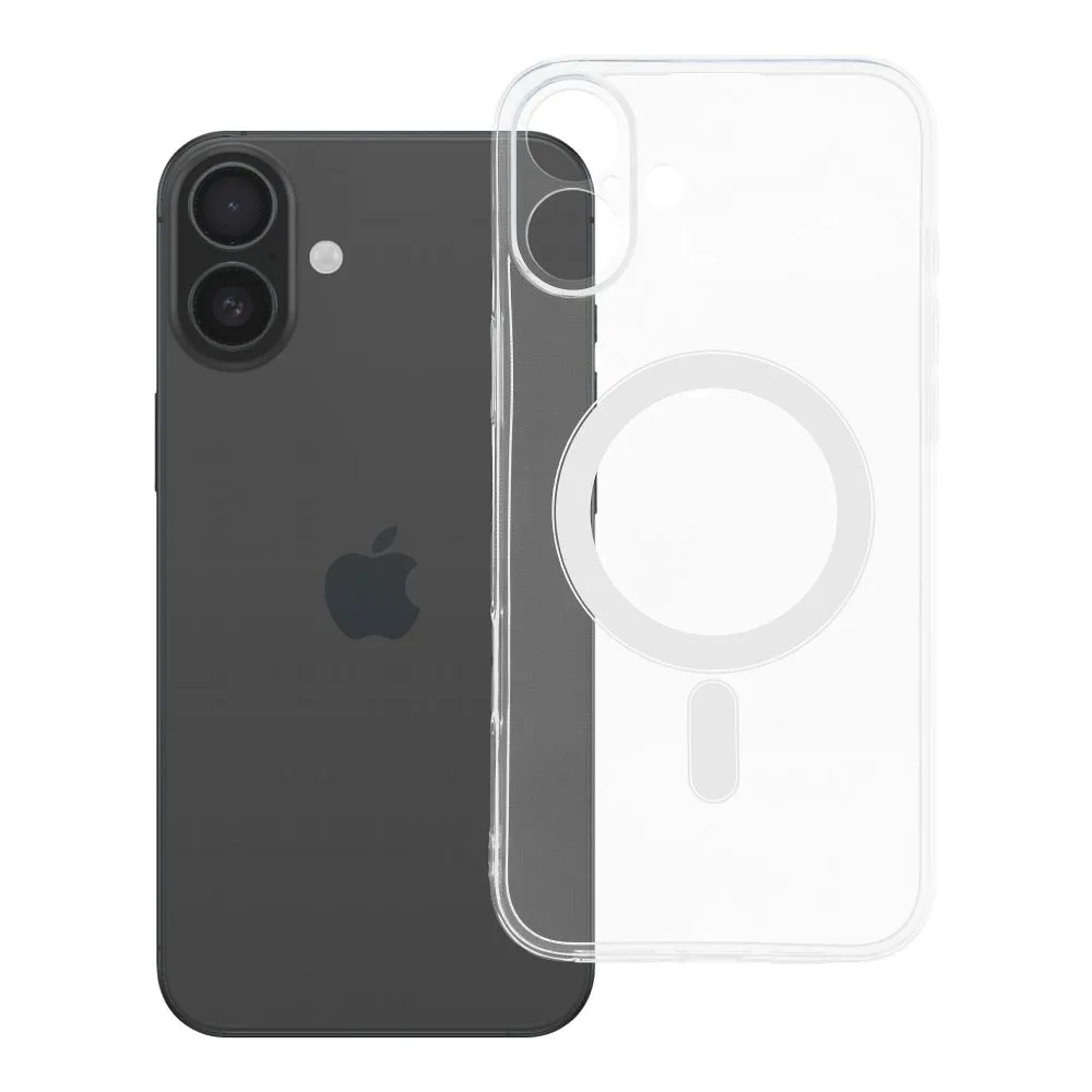 Case for iPhone 16 PLUS Clear Case 2 mm Mag Cover compatible with MagSafe (camera protection) transparent