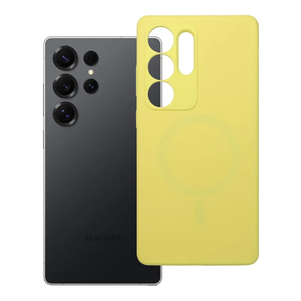 Case for Samsung S25 ULTRA Silicone 2mm (camera protection) compatible with MagSafe yellow