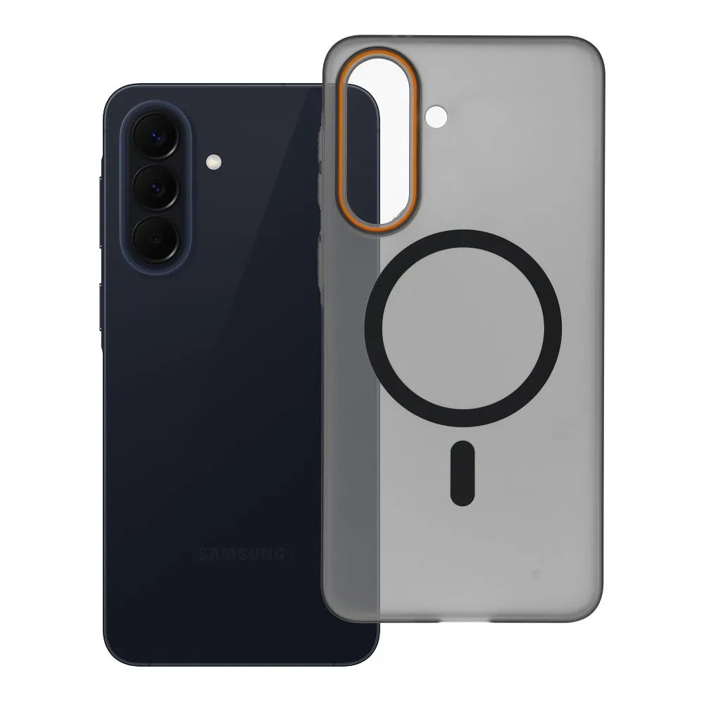 Case for Samsung A57 Go Orange compatible with MagSafe black