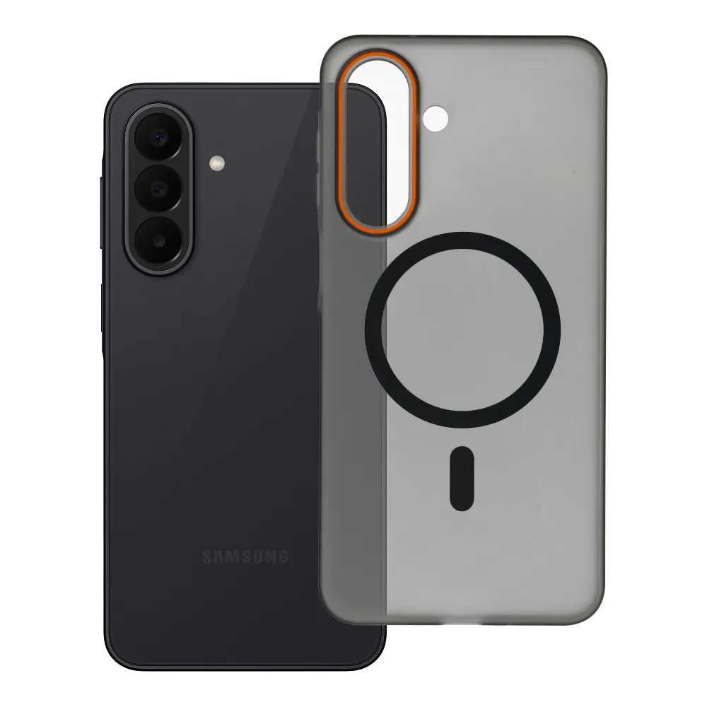 Case for Samsung A27 Go Orange compatible with MagSafe black