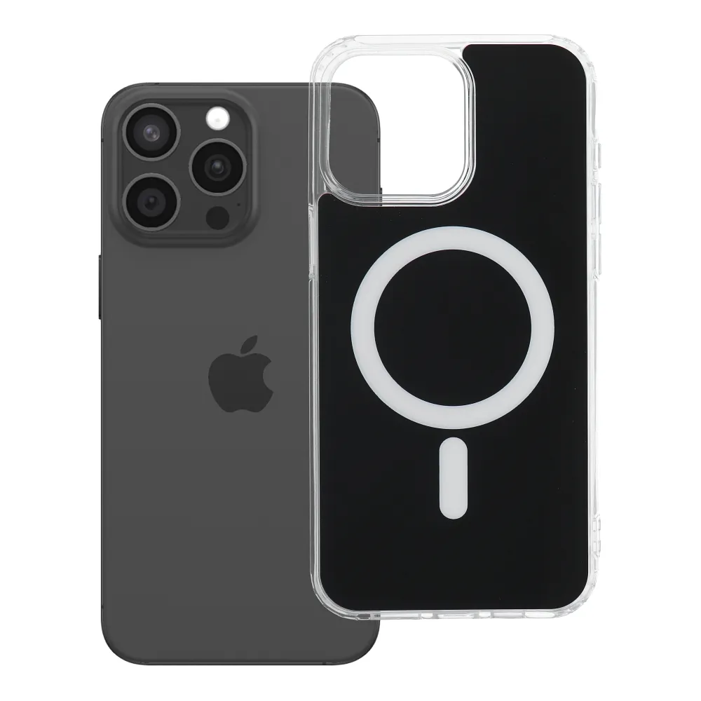 Case for iPhone 15 PRO MAX Clear Fusion Mag Cover compatible with MagSafe black