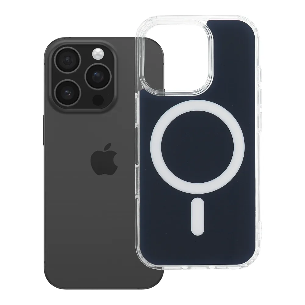 Case for iPhone 16 PRO Clear Fusion Mag Cover compatible with MagSafe navy blue