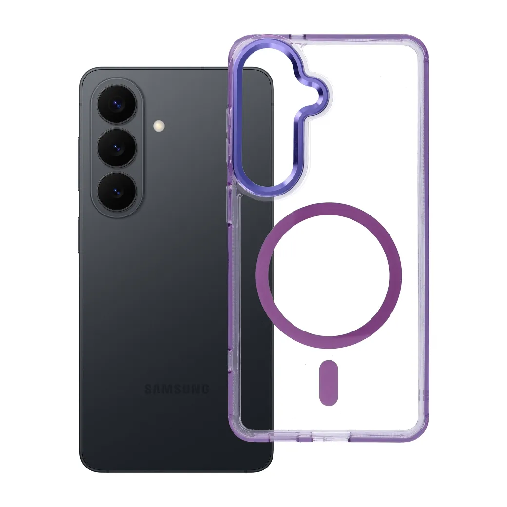 Case for Samsung S26 Frame Clear Hybrid Mag Cover compatible with MagSafe purple