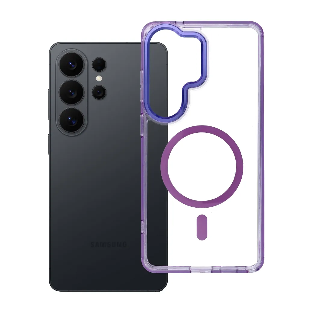 Case for Samsung S26 Frame Clear Hybrid Mag Cover compatible with MagSafe ULTRA purple