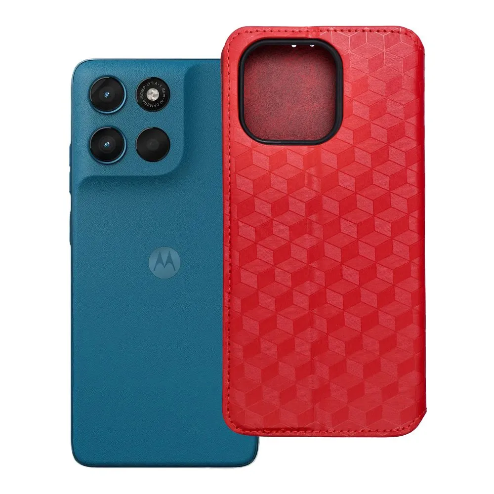 Flip case for Motorola G57 POWER Cubic Book red