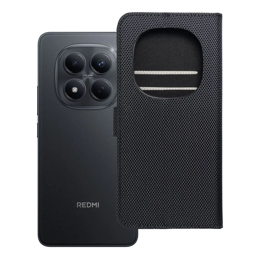 Flip case for Xiaomi Redmi NOTE 15 PRO PLUS 5G 4Card RFID anti-theft tech fabric black