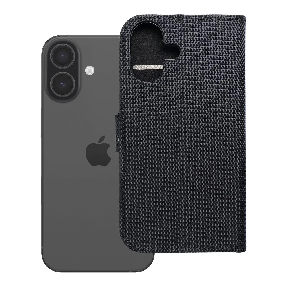 Flip case for iPhone 17 / 18 4Card RFID anti-theft tech fabric black