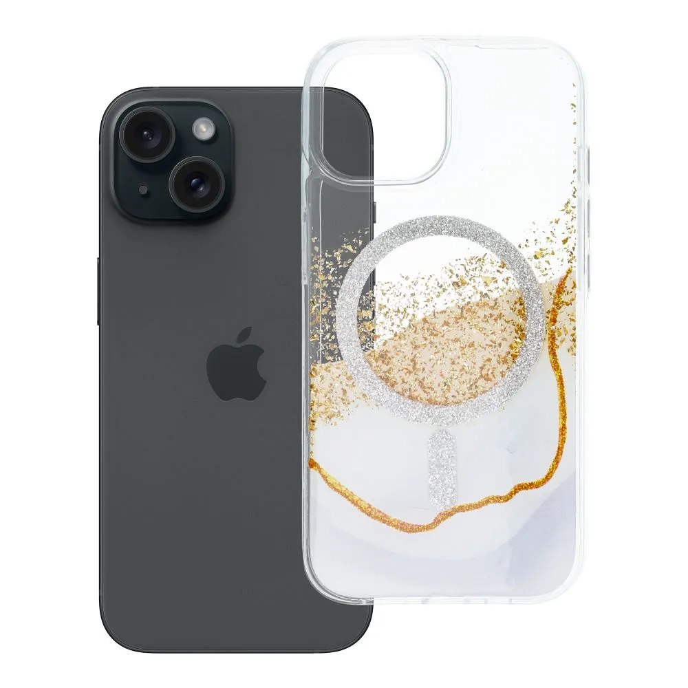 Case for iPhone 15 Golden compatible with MagSafe white
