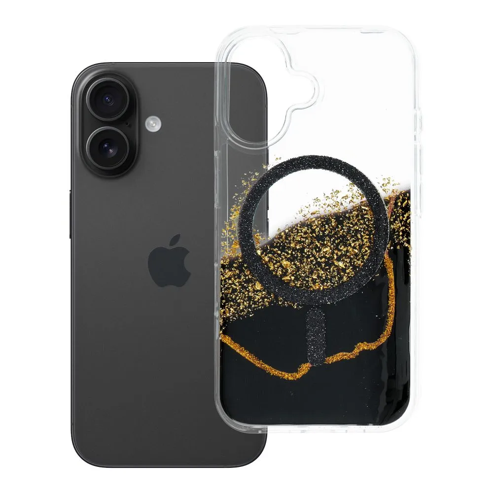 Case for iPhone 16 Golden compatible with MagSafe black