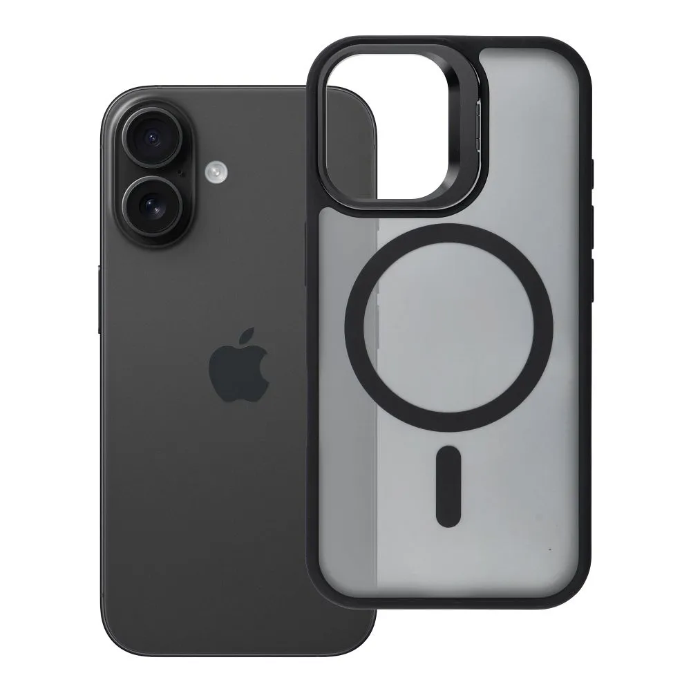 Case for iPhone 16 Forcell F-Protect Shadow Stand Premium compatible with MagSafe black