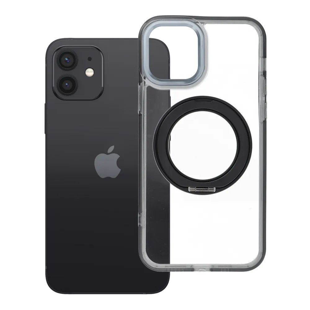 Case for iPhone 12 Frame Circle Stand compatible with MagSafe black