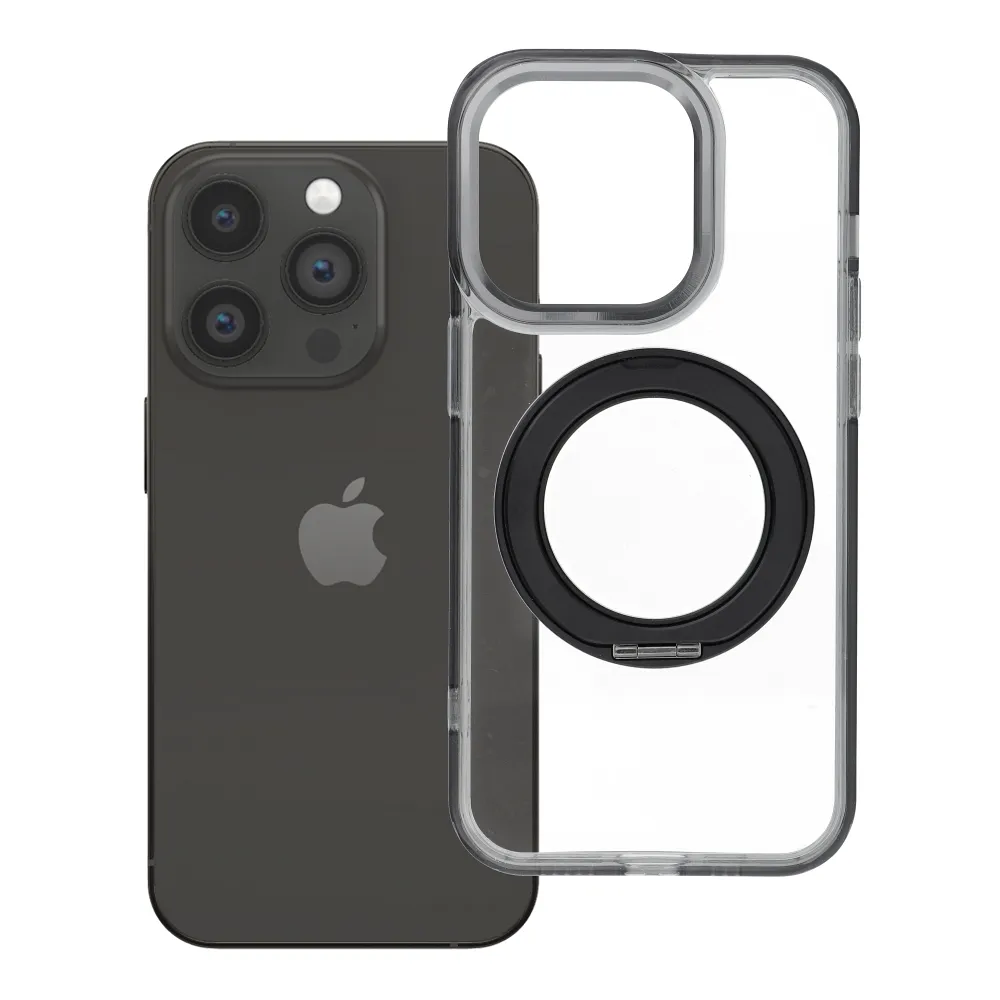 Case for iPhone 14 PRO Frame Circle Stand compatible with MagSafe black