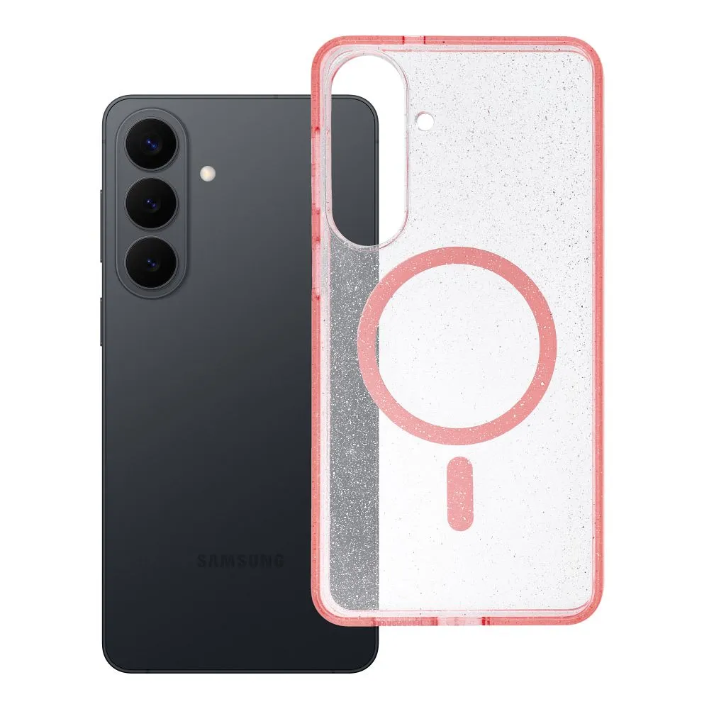 Case for Samsung S26 PLUS Clear Mag Cover - Glitter (STR) compatible with MagSafe pink glitter