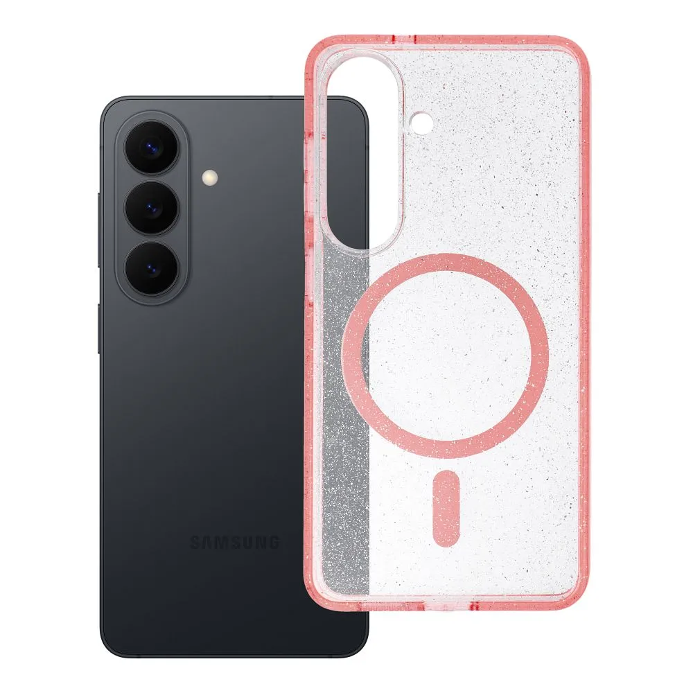 Case for Samsung S26 Clear Mag Cover - Glitter (STR) compatible with MagSafe pink glitter