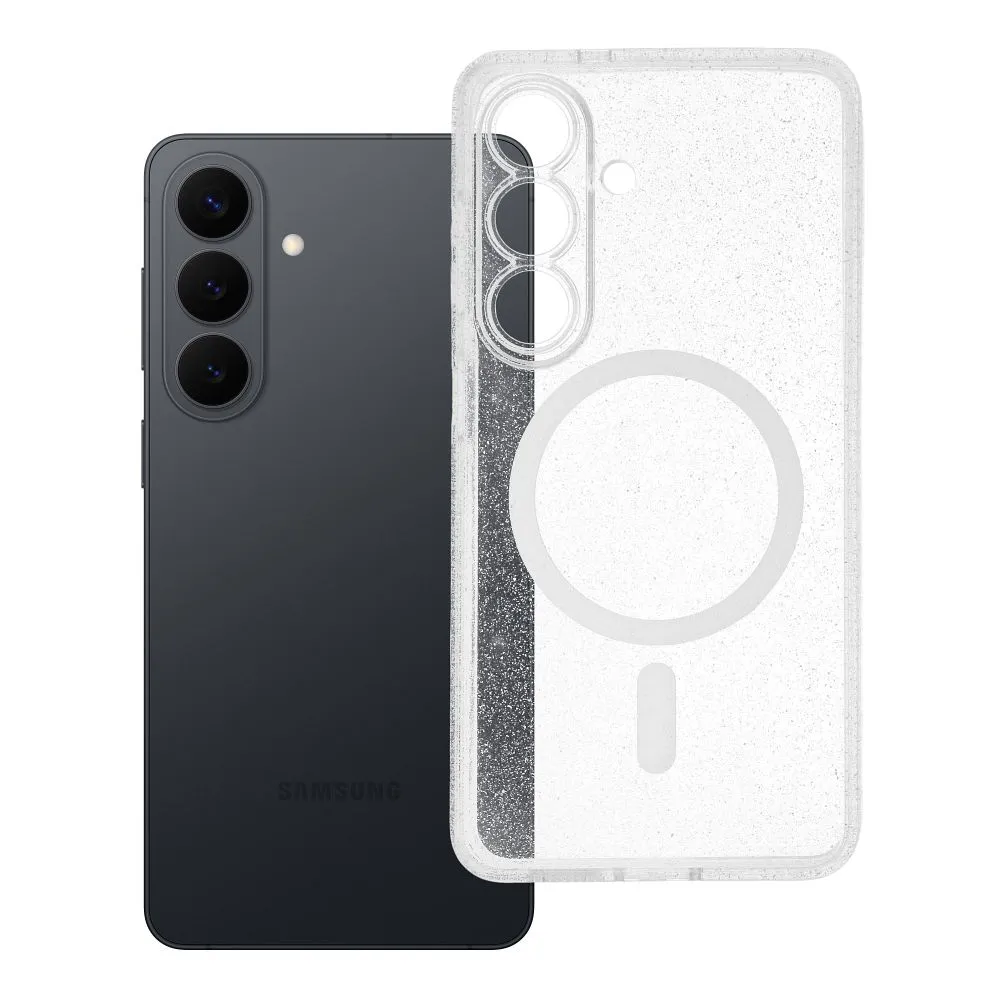 Case for Samsung S26 Clear Mag Cover - Glitter (STR / CAMERA PROTECTION) compatible with MagSafe transparent glitter