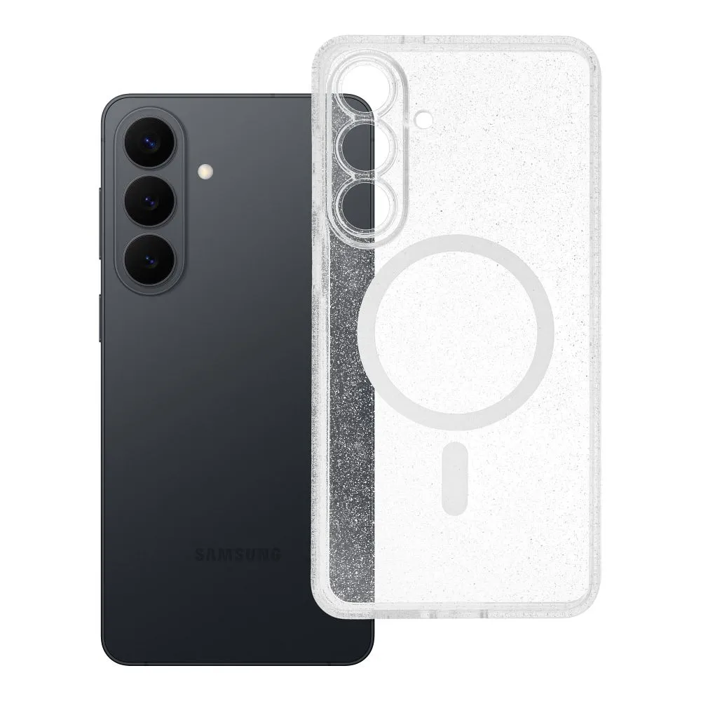 Case for Samsung S26 PLUS Clear Mag Cover - Glitter (STR / CAMERA PROTECTION) compatible with MagSafe transparent glitter