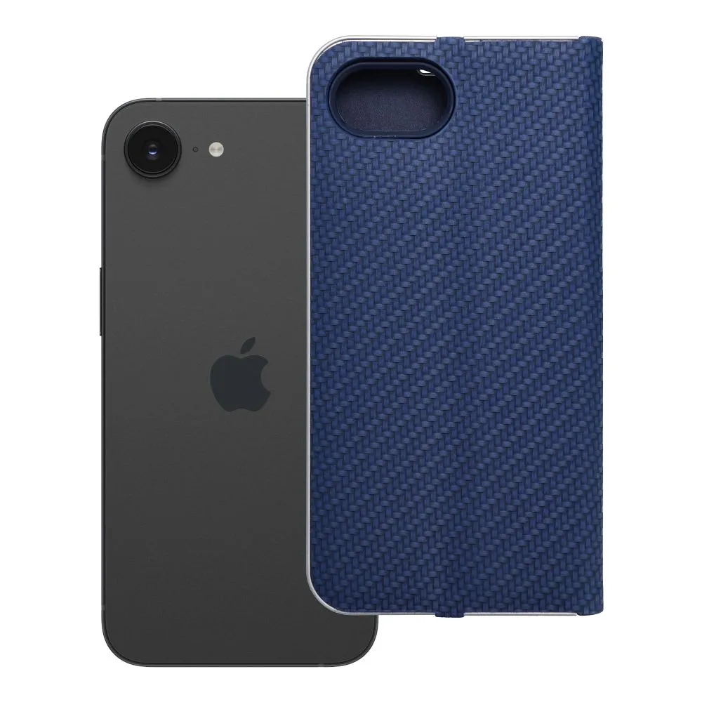 Flip case for iPhone 16e (SE 4 2025) Luna Book Carbon blue