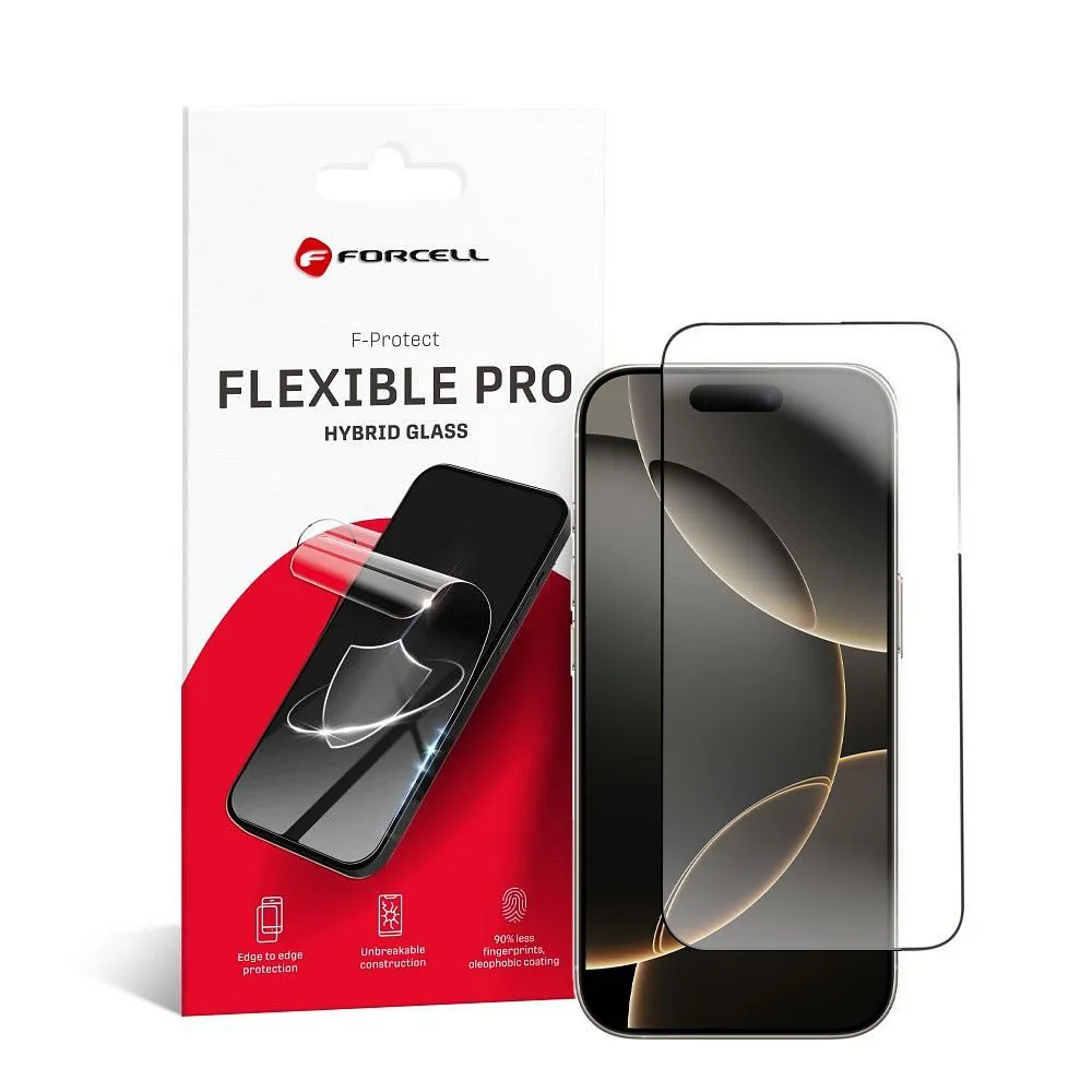 Hybrid glass to iPhone 16 PRO Forcell Flexible 5D black