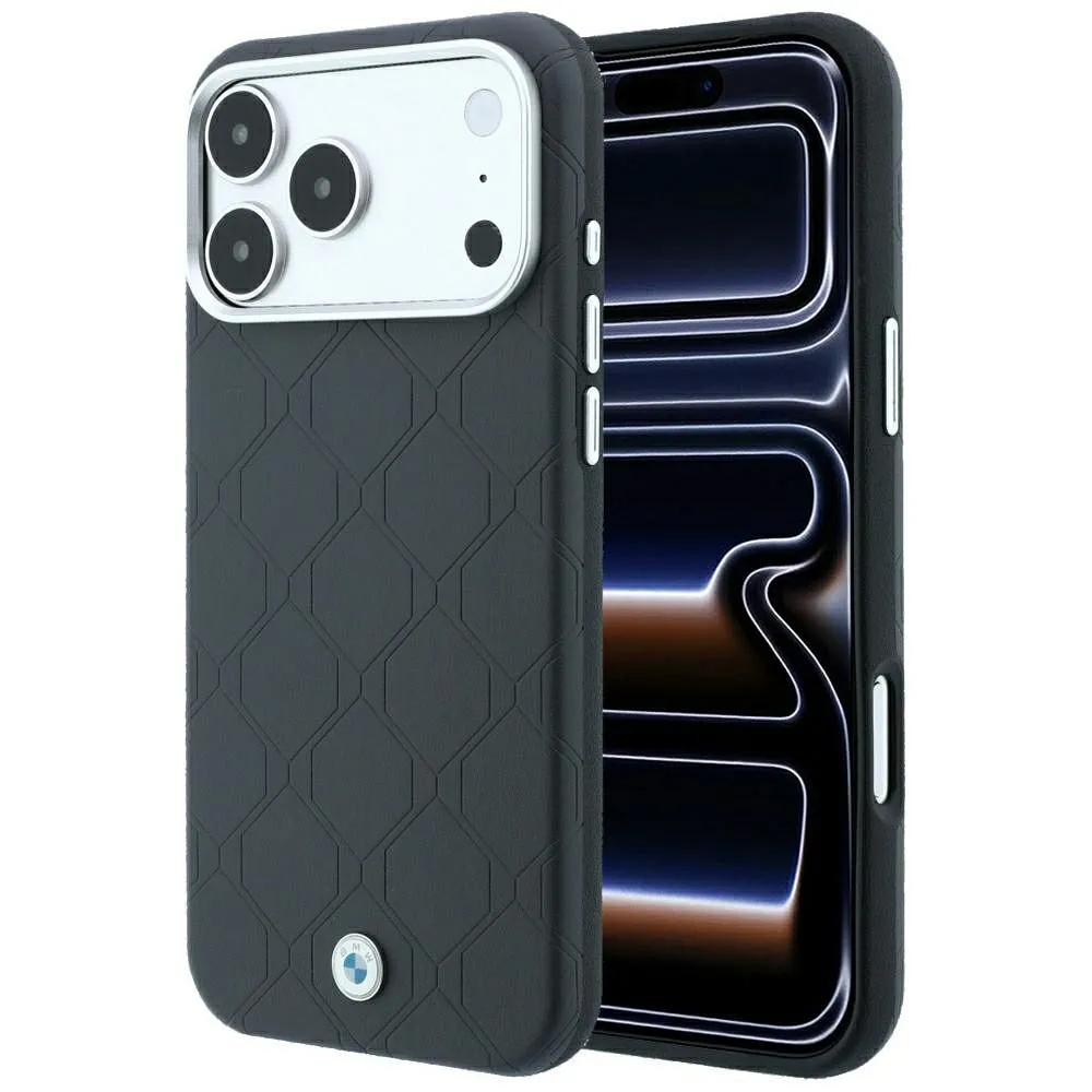 BMW case for IPHONE 18 Pro/17 Pro compatible with MagSafe (Sign Deboss Quilted Metal Logo) antracyt