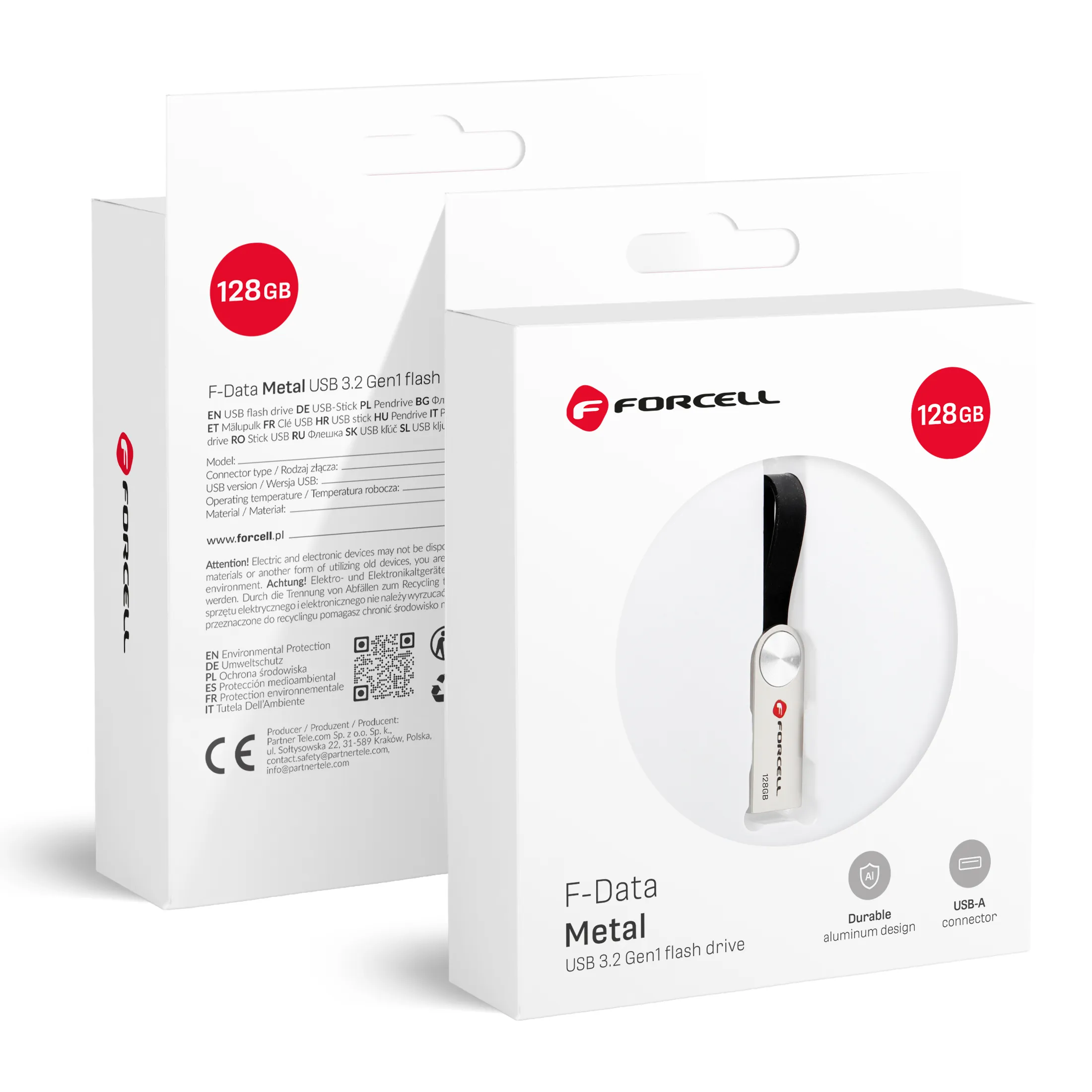 Pendrive 128GB USB 3.2 Gen 1 (USB A) Forcell F-Data Metal silver