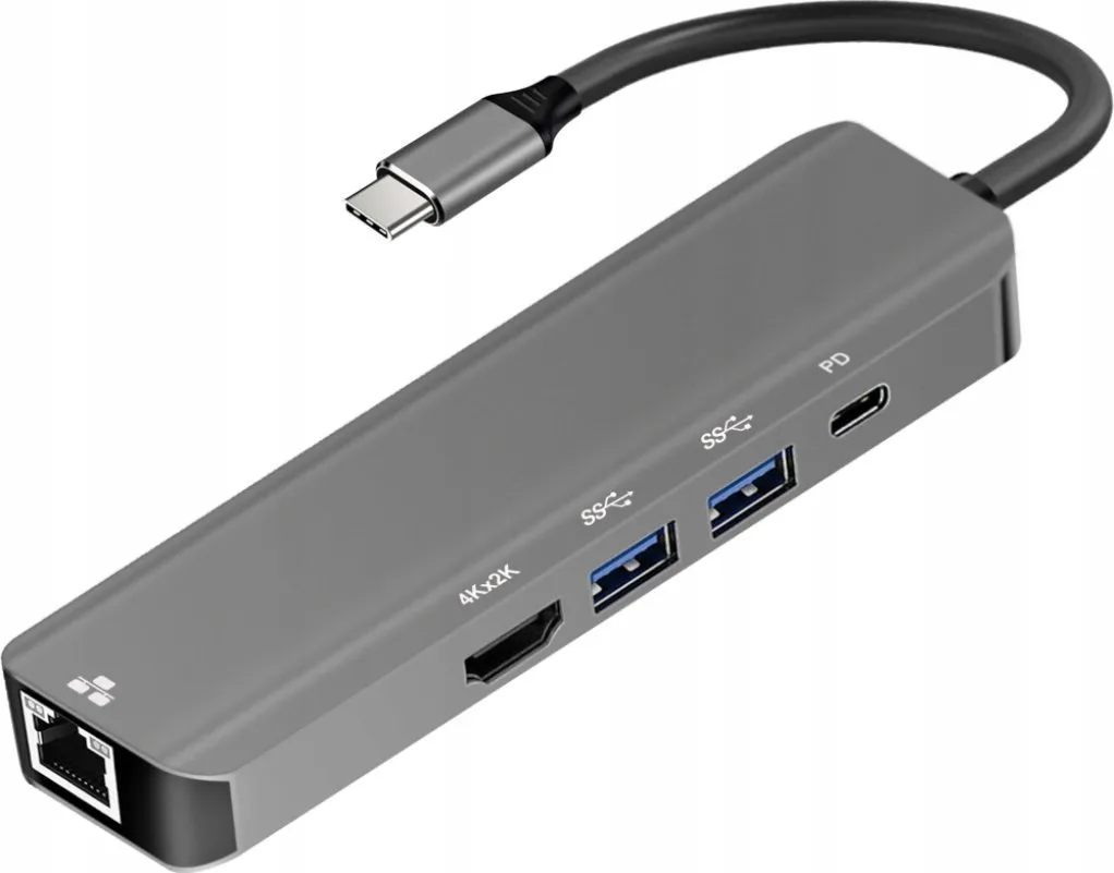 Adapter HUB 5in1 USB C ART OEM-C15-1 silver