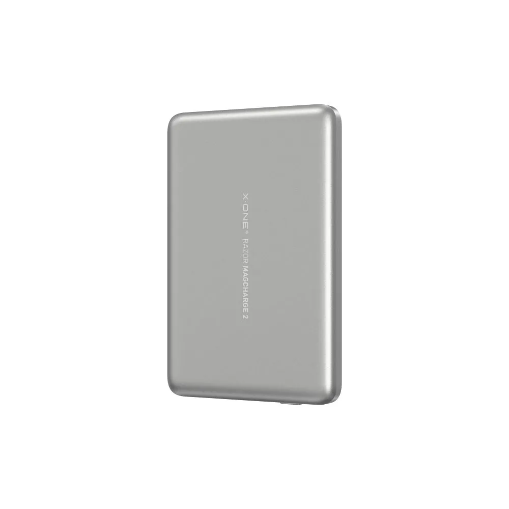 X-ONE Razor 2 Magcharge Ultraslim (7,6mm) powerbank compatible with MagSafe 5000mAh - silver