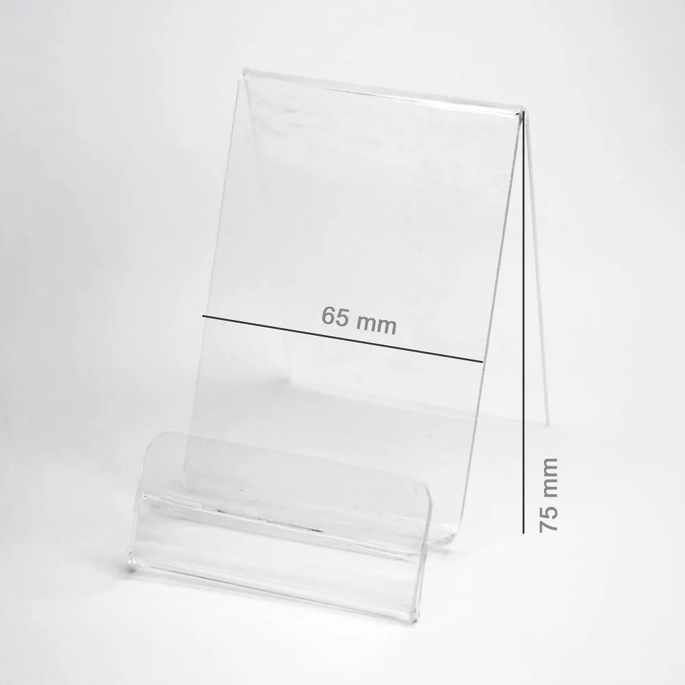 Plexi Vertical Holder / phone stand with Place for Price (Smartphone - 65 mm)