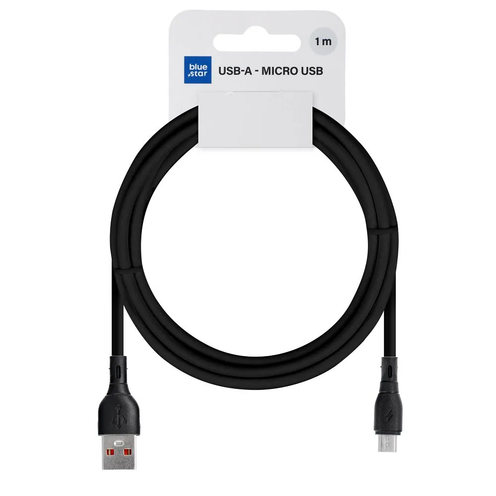 Cable USB A to Micro USB Blue Star 2A ECO 1 m PJ68-23-2 black