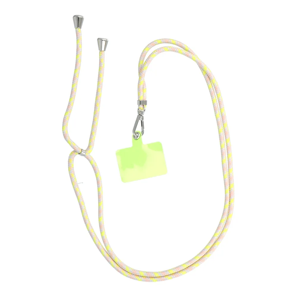 SWING (6mm) Phone lanyard, Phone pendant with adjustable length / cord length 165cm (max 82.5cm in the loop) / on the shoulder or neck - gray-yellow