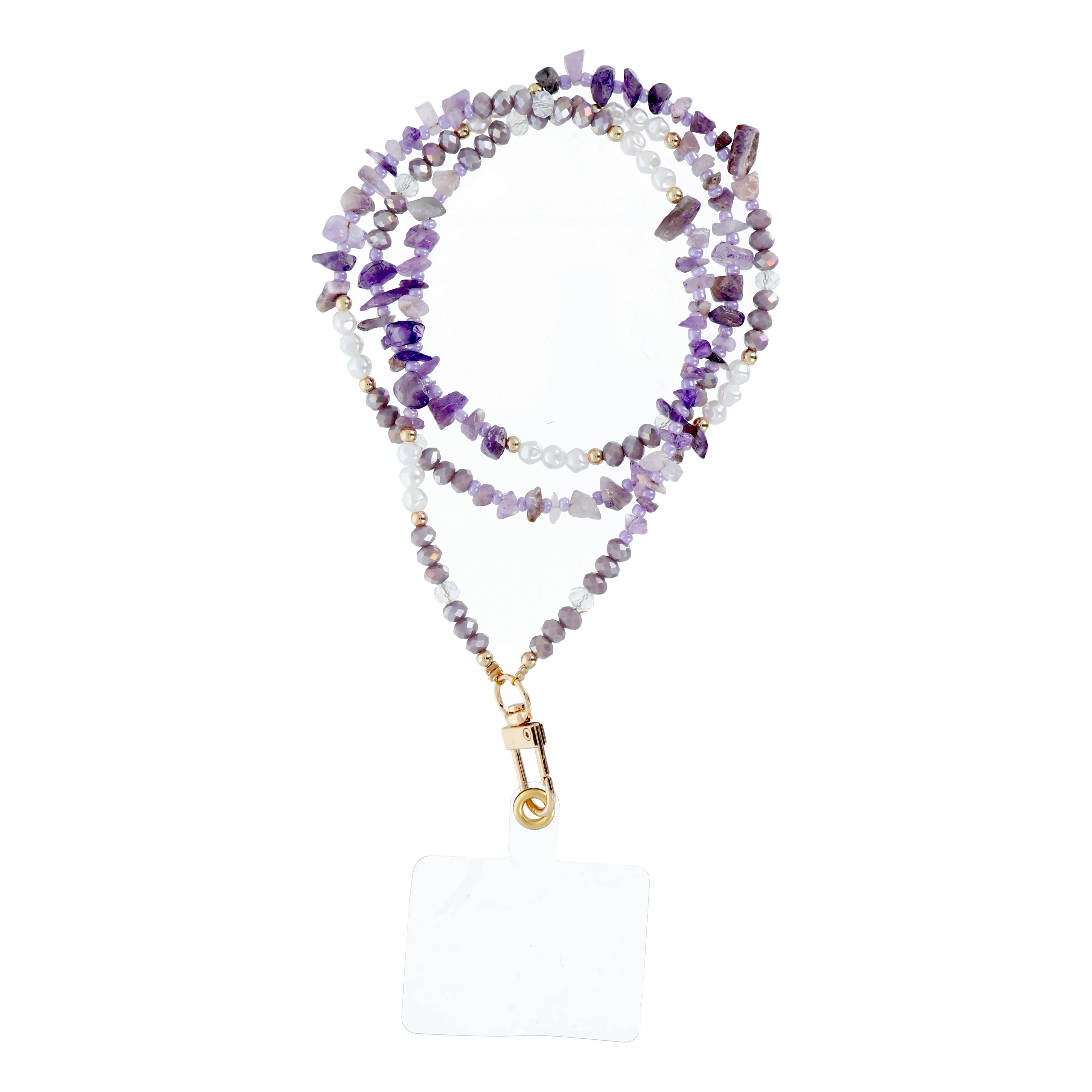 STONE Phone lanyard, Phone pendant / cord length 82cm (41cm in the loop) / on neck - purple