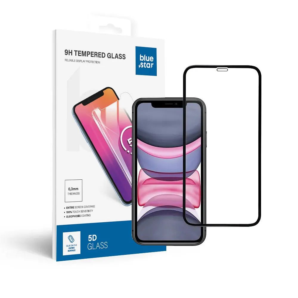 Tempered glass to iPhone XR / 11 (full glue) Blue Star 5D black