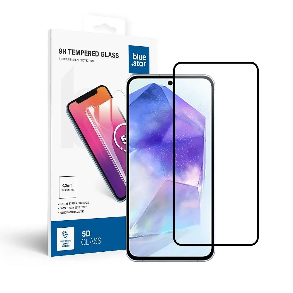 Tempered glass to Samsung Galaxy A55 5G / S25 FE / S26 FE (full glue / case friendly) Blue Star 5D black