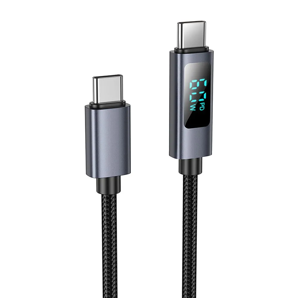Cable USB C to USB C Hoco 3A 60W with display 1 m X112 black