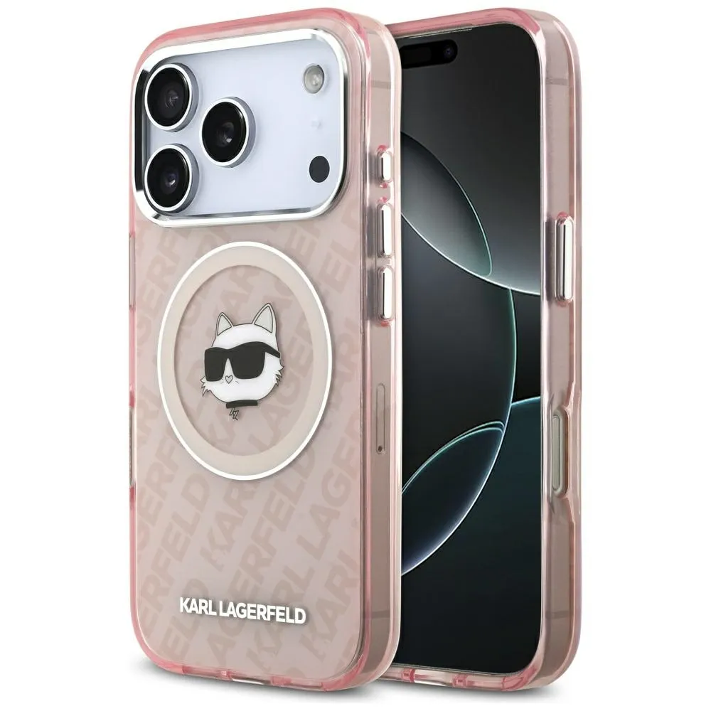 KARL LAGERFELD case for IPHONE 17 Pro Max compatible with MagSafe KLHMP17XHMKBCHOP (IML Choupette Head Logo) pink