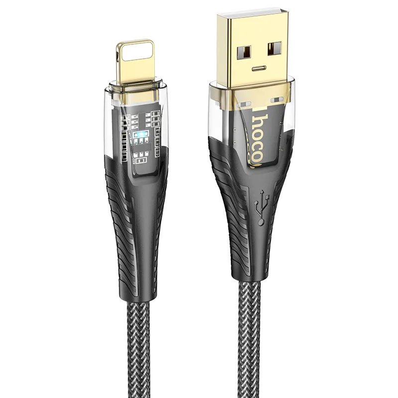 Cable USB A to Lightning Hoco 2,4A 1,2 m U121 black transparent