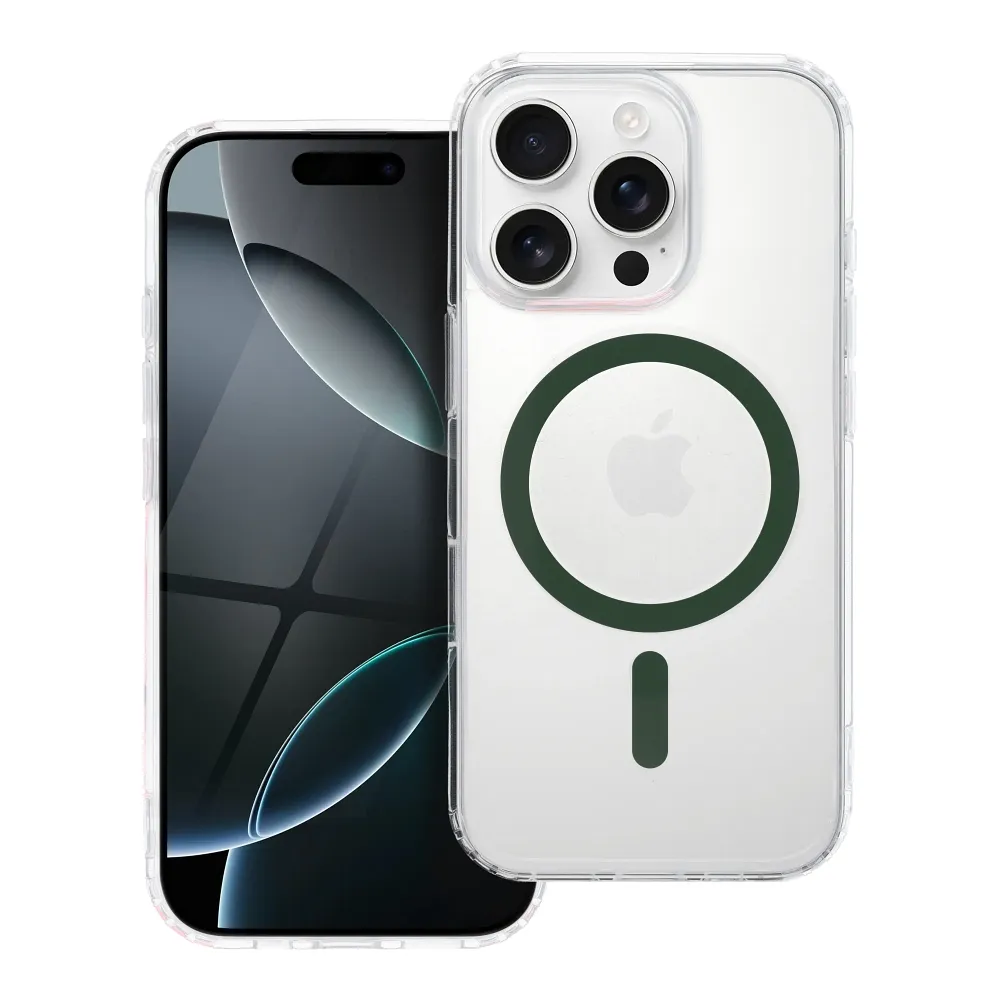 Case for iPhone 13 PRO MAX Drop Glue Colorful Ring Mag Cover compatible with MagSafe dark green