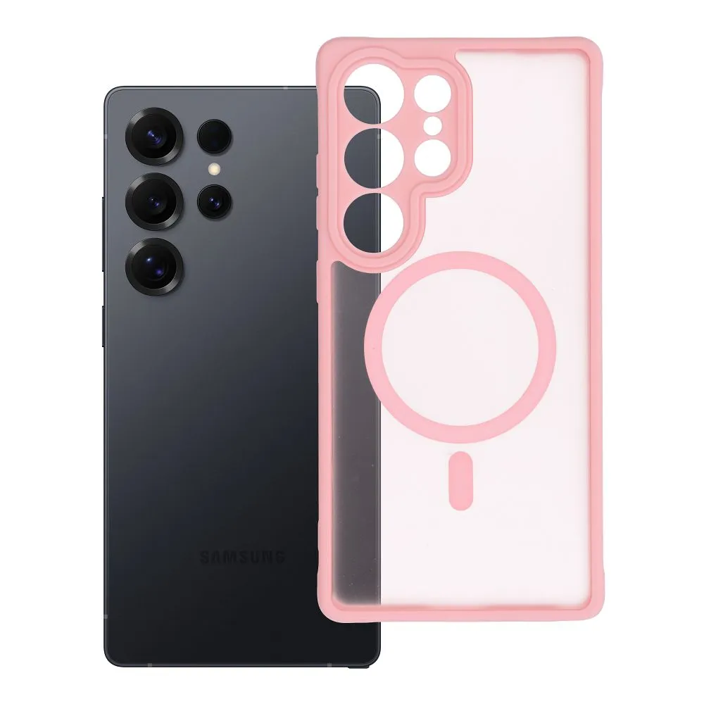 Case for Samsung S25 ULTRA Full Matte Mag Cover compatible with MagSafe light pink