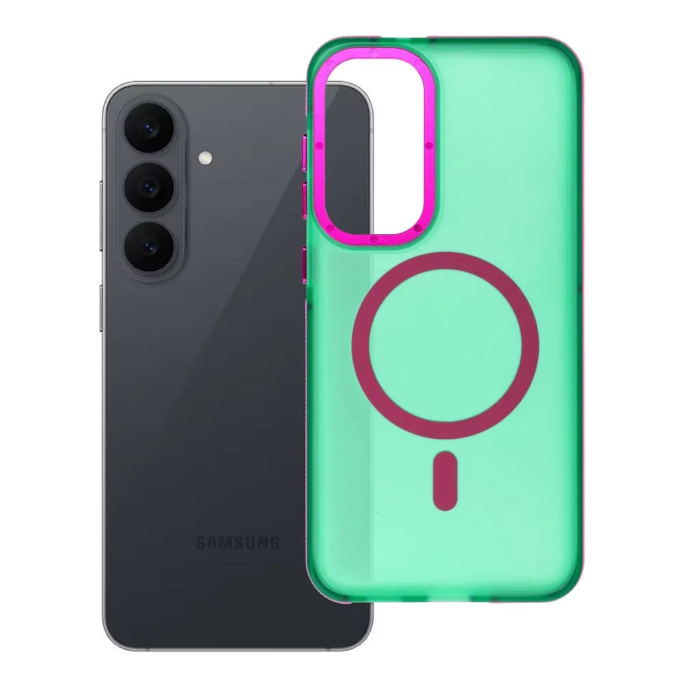 Case for Samsung S26 FE Forcell F-Protect Vivid Premium compatible with MagSafe green
