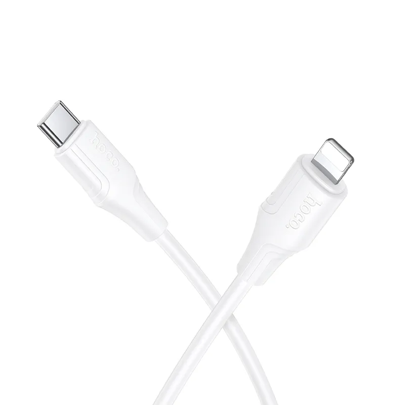 Silicone Cable USB C to Lightning Hoco 27W 1 m X124 white