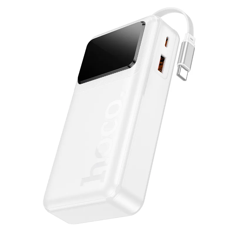 Powerbank 20000 mAh QC PD 22,5W 2A with built-in telescopic cable USB C Hoco Q41 white