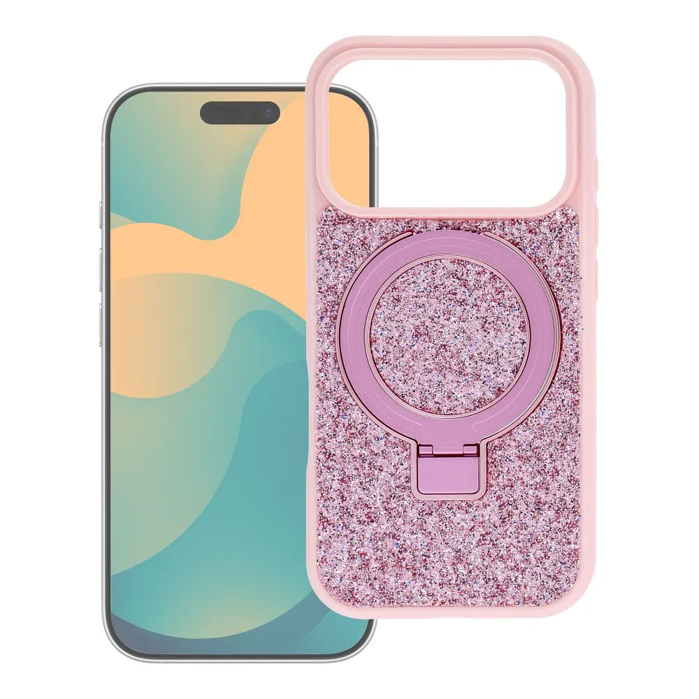 Case for iPhone 16 Quartz Circle Stand Mag Cover pink