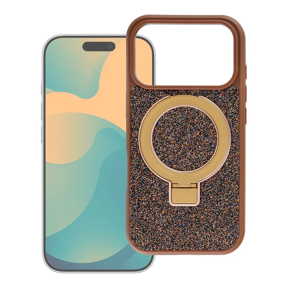 Case for iPhone 16 Pro Quartz Circle Stand Mag Cover brown
