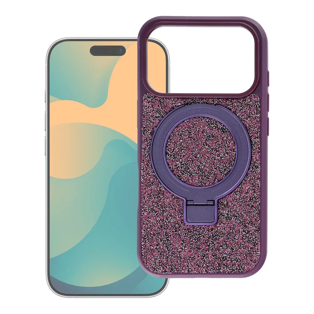 Case for iPhone 16 Pro Quartz Circle Stand Mag Cover dark cherry