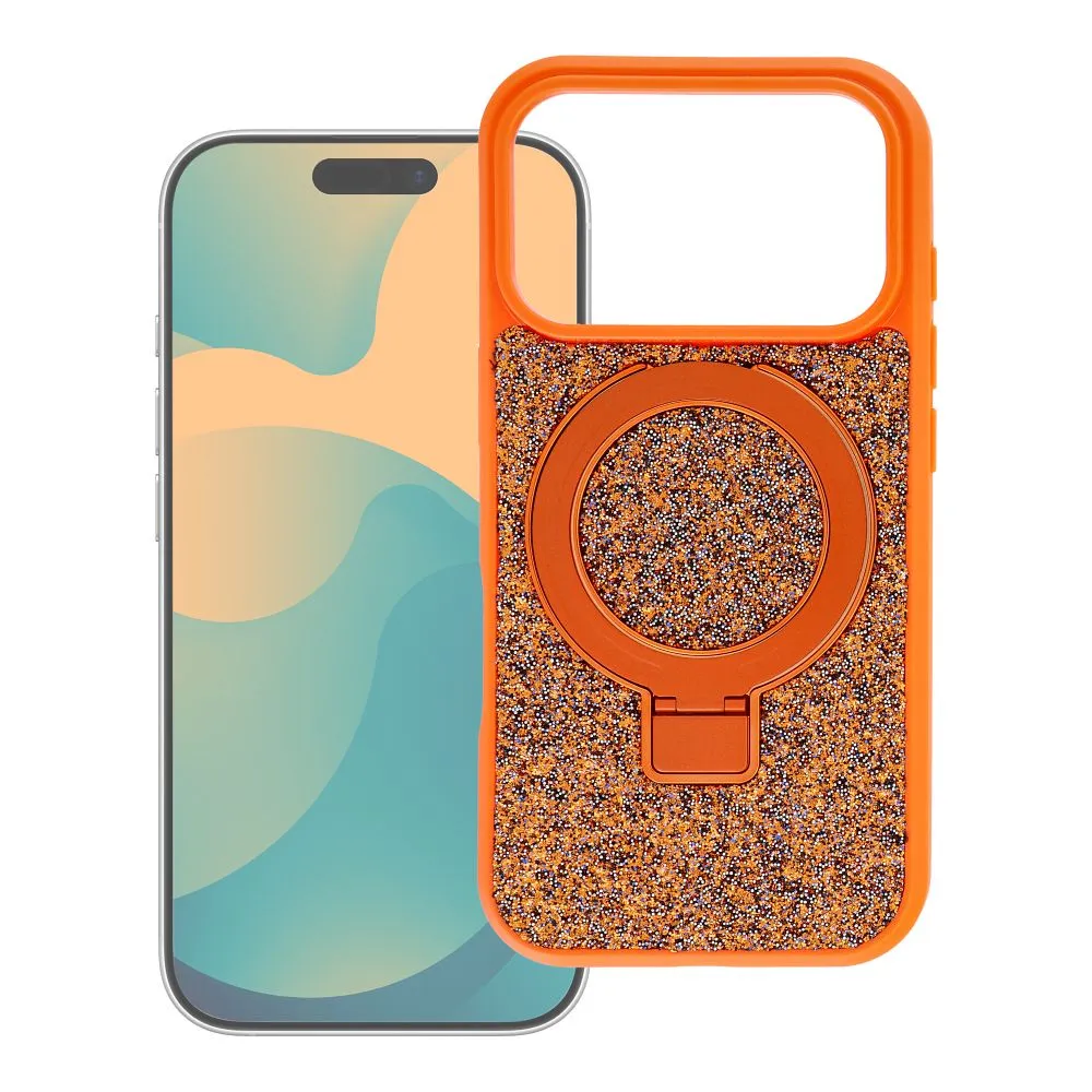Case for iPhone 18 Pro Max / 17 Pro Max Quartz Circle Stand Mag Cover orange