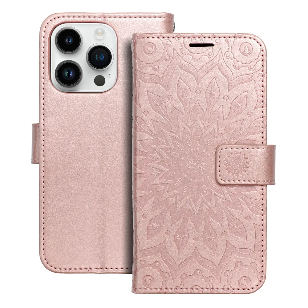 Flip case for iPhone 14 PRO Mezzo Book mandala rose gold